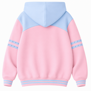 Sudadera personalizada Jack and Jill of America con logo bordado en la parte delantera, color azul cielo y rosa, manga larga, de algodón, para mujer. - Product Image 4