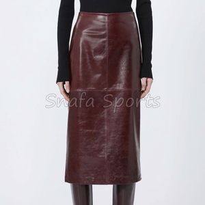 Jupe Courte Décontractée en Cuir Véritable pour Femme, Teinte Unie, Non Tissée, Élégante, Confortable, Écologique, Coupe Trapèze, Naturelle - Product Image 2