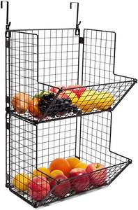 Panier de rangement mural pliable à 3 niveaux en fil métallique pour fruits et légumes, idéal pour la cuisine, à prix abordable - Product Image 4