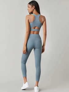 Conjunto de Yoga sin Costuras de 2 Piezas, Top Corto de Cintura Alta y Leggings de Color Sólido, Ropa Deportiva para Mujer - Product Image 2