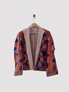 Chaqueta de Terciopelo Bordada a Mano con Cuello Mandarín, Manga Larga, Estampado Floral, Talla Grande, Abrigo de Otoño para Mujer - Product Image 2