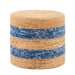 Pouf Contenitore Quadrato in Giacinto d'Acqua Intrecciato a Mano per Arredamento e Seduta - Product Image 1