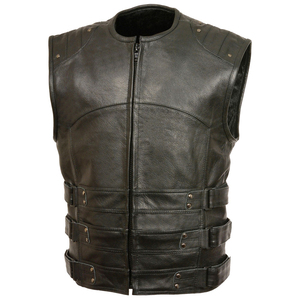 Chaleco de Cuero de Alta Calidad al por Mayor, Prenda Exterior Transpirable sin Mangas con Múltiples Bolsillos, Chaleco de Cuero para Hombre en Venta a Precio Económico - Product Image 1