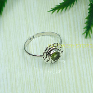 แหวนเงินแท้ 925 ประดับพลอยเพอริดอทดีไซน์ดอกไม้ ทำมือ สำหรับผู้หญิง ของขวัญเครื่องประดับ ขายส่ง - Product Image 6