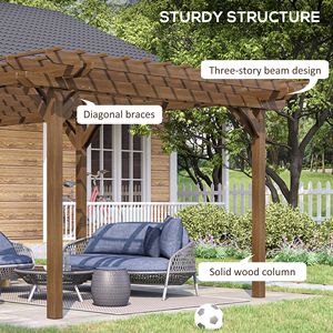 20 'X 12' all'aperto Pergola in legno struttura stabile giardino Patio cortile ponte Gazebo padiglione con traliccio d'uva - Product Image 4