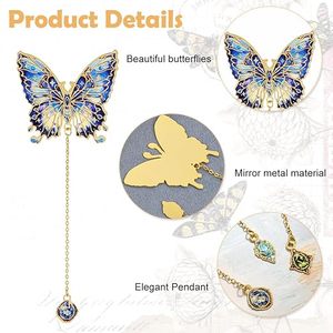 Metal Butterfly <b>Bookmark</b> with Colorful Chain Design Elegant Page Marker for Books Journals Diaries and Gift Collection - Product Image 2