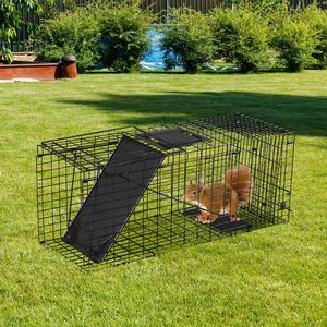 Trappola Pieghevole Nera Resistente da 32 Pollici per Procioni e Gatti, Gabbia Umana per Animali Vivi con Maniglia - Product Image 4