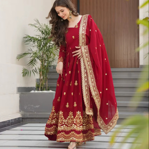 Most Attractive Indian Wedding Party Festival Wear Salwar Kameez with Fancy Zari <b>Sequins</b> Embroidery for Women - Product Image 1