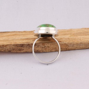 Handcrafted 925 Sterling Silver Square Green <b>Turquoise</b> <b>Ring</b> Castle Bezel Statement Gemstone <b>Ring</b> Factory Direct B2B Jewelry - Product Image 6