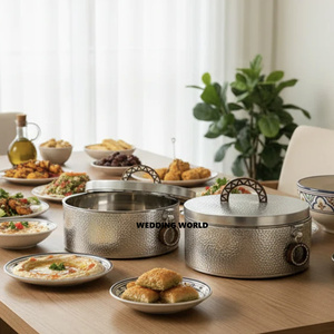 เครื่องอุ่นอาหารบุฟเฟ่ต์สีดำและสีเงินสำหรับงานแต่งงานและโรงแรม อุปกรณ์ตกแต่งหรูหรา หม้อโลหะ - Product Image 6