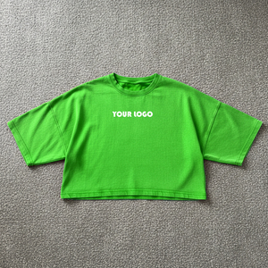 Nueva Llegada, Camisetas Cortas de Algodón con Estampado Personalizado, Estilo Vintage, Holgadas, para Mujer, Camisetas Cortas Lavadas y Cepilladas - Product Image 1