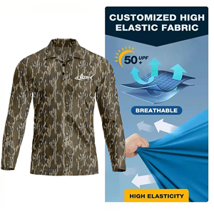 Camisetas de Pesca con Estampado de Camuflaje, Logotipo Personalizado, Protección Solar UPF50+, Secado Rápido, Camisetas Polo de Pesca de Manga Larga - Product Image 5