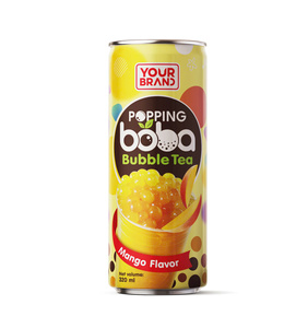 Wholesale Alu Can 320ml YOUR BRAND Popping Boba Bubble Tea Mango Flavor Free Sample Private Label OEM 24 Months - Product Image 1