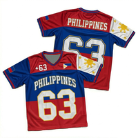Camiseta de Baloncesto de Filipinas Unisex con Cuello en V, Manga Corta, Malla Sublimada de Poliéster, Transpirable, que Absorbe la Humedad, para Verano, Estilo Americano