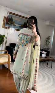 Conjunto de Traje de Fiesta para Mujer de Diseñador, Top, Dhoti, Salwar, Dupatta, Seda Chinnon Pesada, Moderno, para Todas las Temporadas - Product Image 3