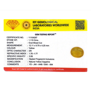 5.55 Carat Oval Cut Yellow Sapphire Loose Gemstone for Fine Jewelry - Product Image 4