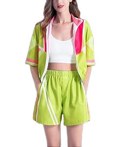 Ensemble short de sport pour femme avec logo personnalisé, coupe-vent en nylon uni, grande taille, vente en gros, été, MADE BY HAIDIIII SPORTS 2026 - Product Image 3