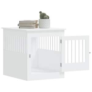 White 25.4"x31.5"x28" Engineered <b>Wood</b> <b>Dog</b> <b>Crate</b> Furniture Elegant Pet House & Furniture Collection - Product Image 5