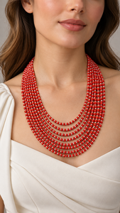 สร้อยคอประดับด้วยปะการังธรรมชาติและไข่มุกน้ำจืด - Product Image 2
