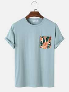 T-shirt homme 100% coton, pas cher, avec poche avant, personnalisé, basique, uni, col rond - Product Image 4