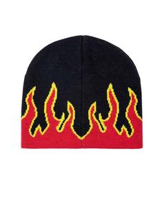 2025 hiver en gros de haute qualité unisexe acrylique chaud tricoté bonnets chapeau bonnets à vendre flammes imprimé hiver Golf - Product Image 3
