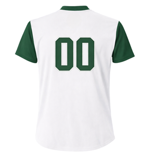 Uniforme de Softbol Personalizado con Sublimación Completa, Color Blanco y Verde, Cuello con Botones, Diseño Atlético con Número en la Espalda - Product Image 3