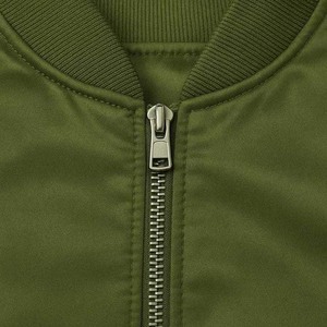 Blouson bomber vert olive pour homme, col montant, fermeture éclair sur le devant, veste décontractée unie avec logo personnalisé - Product Image 6