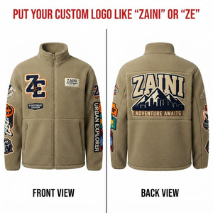 Premium 240 GSM Fleece <b>Jacket</b> Warm Polar Stand Collar Custom Embroidery Patch Applique Logo Full Zip Casual Waterproof Men's - Product Image 1