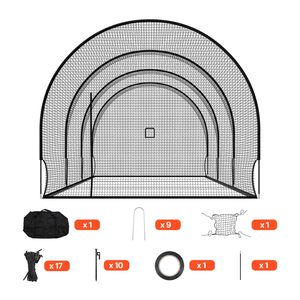 Gabbia da Battuta Portatile Autoportante 33.0 X 12.0 X 9.8 FT, Attrezzatura per Allenamento di Battuta, in Poliestere Senza Nodi a 4 Strati per Baseball - Product Image 1