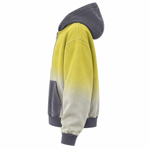 Sweat-shirt à capuche unisexe avec fermeture éclair, coupe ample, en coton French Terry, dégradé de couleurs, pour l'automne - Product Image 4