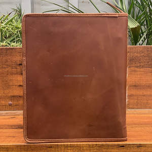Carpeta de cartera de cuero de vaca genuino con cremallera de tamaño A4 profesional con ranuras para tarjetas y organizador de documentos para usos múltiples - Product Image 5