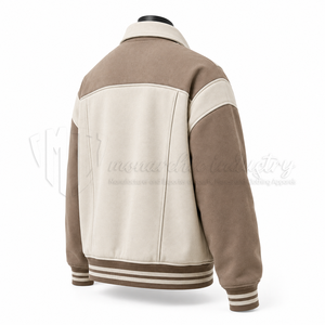 Chaqueta Varsity Personalizada para Hombre con Mangas en Contraste y Cierre de Botones a Presión, Fabricante Mayorista - Product Image 4
