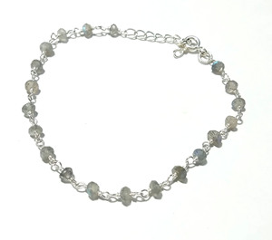 NaturalLabradorite <b>Beaded</b> <b>Bracelet</b> 925 Sterling Silver Minimalist Gemstone Jewelry, Handmade Red Stone <b>Bracelet</b> for Women. - Product Image 4