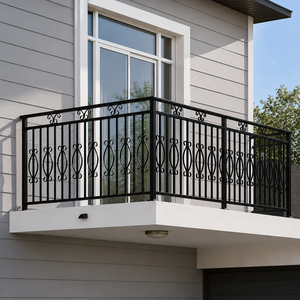 Barandilla Decorativa de Hierro Forjado Negro para Balcón, Barandilla Metálica con Diseño de Espiral para Terraza de Casa Moderna, Diseño de Seguridad Exterior - Product Image 1