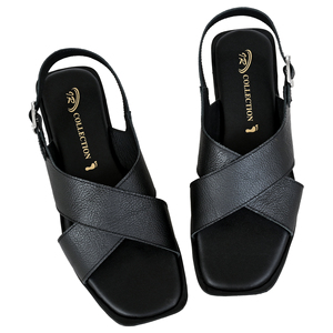 IR COLLECTION Sandales plates gladiateur en cuir véritable pour femme, style coréen, avec bride arrière réglable, légères - Product Image 4