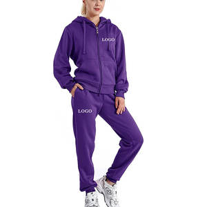 Ensemble de survêtement deux pièces zippé en molleton épais personnalisé pour femme, coupe ample et oversize, grandes tailles - Product Image 4
