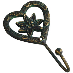 Attractive Design Flower Inside Heart Shaped Cloths <b>Hooks</b> Best for Home Decor and Hotel Decoration Vintage Design - Product Image 1
