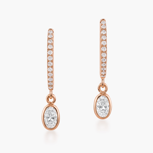 Pendientes de Aro con Diamantes Cultivados en Laboratorio con Certificación IGI, Color DEF, Claridad VS VVS, Oro Sólido de 18K, Corte Ovalado, Joyería para Boda, Regalo - Product Image 3