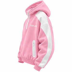 Sudadera con Capucha Oversize Unisex Rosa con Cierre de Cremallera, Bolsillos y Logotipo Termotransferible Frontal, Estilo Casual de Invierno, 100% Felpa Francesa - ¡Venta Caliente! - Product Image 2