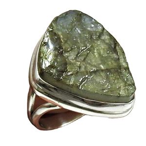 Joyería de piedras preciosas hechas a mano Vintage Natural de Plata de Ley 925 con anillo de piedras preciosas en bruto de labradorita antigua especial - Product Image 1