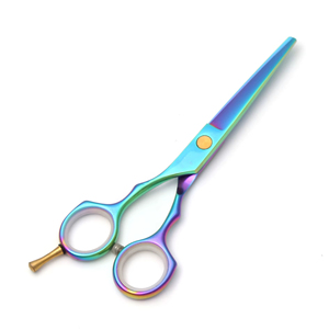 Ciseaux de coiffure pour gauchers 5.5 Japan en acier inoxydable, ciseaux professionnels pour cheveux, ciseaux de coupe arc-en-ciel avec poignée confortable - Product Image 1