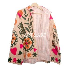 Chaqueta de Tela Cotrise Acolchada 100% Algodón con Bordado Personalizable para Mujer, Otoño Invierno, Hecha a Mano, de Secado Rápido y Transpirable, con Botones - Product Image 5