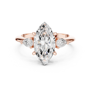 Bague de fiançailles classique en or jaune 14 carats pour femme, diamant de laboratoire certifié IGI 3 carats taille marquise, anniversaire, mariage - Product Image 5