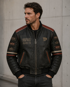 Custom Men Genuine Leather <b>Jacket</b> OEM Private Label Motorcycle <b>Biker</b> <b>Jacket</b> Wholesale Manufacturer - Product Image 3