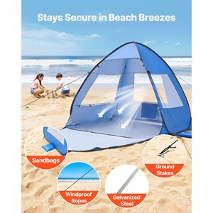 Tenda da Spiaggia Portatile UPF 50+ per 2 Persone, Leggera con Tasche per Sabbia e Borsa per il Trasporto, Design Pop-Up - Product Image 4