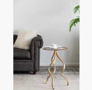 Style Rattan Modern Side <b>Table</b> With <b>Round</b> Top And Decorative Base For Living Room Furniture - Product Image 2
