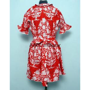 Blusa Mini de Manga Larga con Cuello Barco para Mujer, Hecha a Mano, 100% Algodón Indio, Estampado Floral, Tejido Transpirable y Ecológico, Estilo Casual - Product Image 6