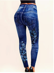 Pantalones de Moda para Mujer TRIBON SPORTS, Leggings de Mezclilla de Cintura Alta, Sólidos, de Corte Regular, Lavado Medio, Jeans Casuales de Verano - Product Image 2