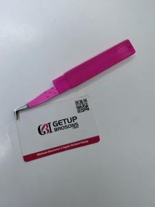 Pinzas para Pestañas GETUP BROSONS IMPEX Precision de 90 Grados, Recubrimiento en Polvo Rosa, Punta Plateada Lisa, Acero Inoxidable Antiestático - Product Image 3