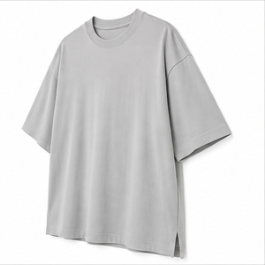 Custom Silver Grey Cotton <b>Modal</b> Athletic Mens Oversized Short Sleeve <b>T</b>-<b>Shirt</b> MTS-OVR-0045 - Product Image 3